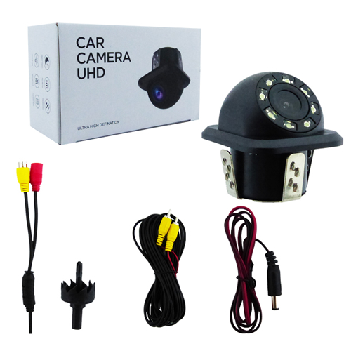 CAMARA RETROCESO PARA AUTO ANGULAR LED EMBUTIDA CON BROCA Y CABLES