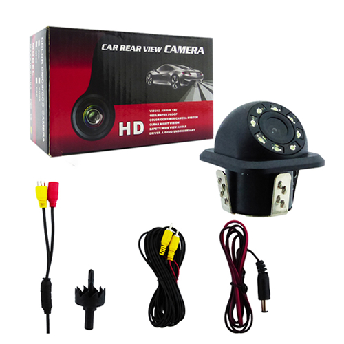 CAMARA RETROVISOR P/AUTO ANGULAR LED EMBUTIDA C/BROCA Y CABLE