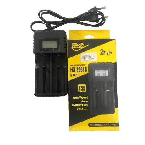 CARGADOR DE PILA MOD.HD-8991B PARA 2 PILAS 18650/26650/16340 LCD PANTALLA 1200MAH