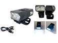 LUZ BICI DELANTERA 2 LED RECARGABLE USB METALICA 5 FUNCIONES
