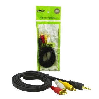 CABLE RCA 3X1 PLUG DORADO 9MM GRUESO 1.5M RST