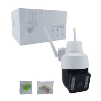 CAMARA VIGILANCIA IP EXTERIOR 8 LED WIFI MOD.262X-L APP V380 CON BALIZA, TRANSFORMADOR, TF