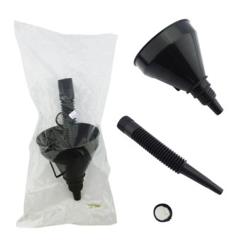 EMBUDO FLEXIBLE NEGRO CON FILTRO IDEAL USO GASOLINA, PARAFINA, ACEITE DIAMETRO 13CM SET X1PCS