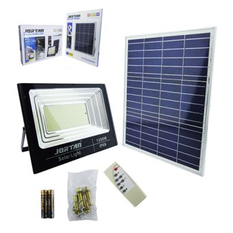 PROYECTOR SOLAR LED 1200 WATT CON PANEL 928 LED JORTAN LUZ BLANCA CON CONTROL M:50 X 36 CM