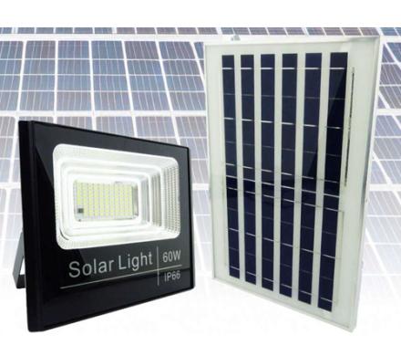 PROYECTOR SOLAR LED, 60 WATT EN PVC CON PANEL DE 96 LED