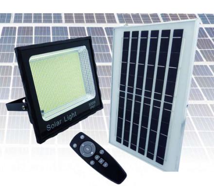 PROYECTOR SOLAR LED 300 WATT, CON PANEL SOLAR, 1400 LED Y CONTROL REMOTO