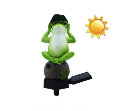 Estaca LED Solar Diseño Rana Para Cesped Con Luz.