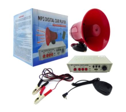 MEGAFONO MP3 12-24 VOLT CON IMAN USB, SIRENA PARA AUTO