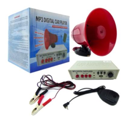 MEGAFONO MP3 12-24 VOLT MOD.CS-130 CON IMAN USB, SIRENA PARA AUTO EN CAJA