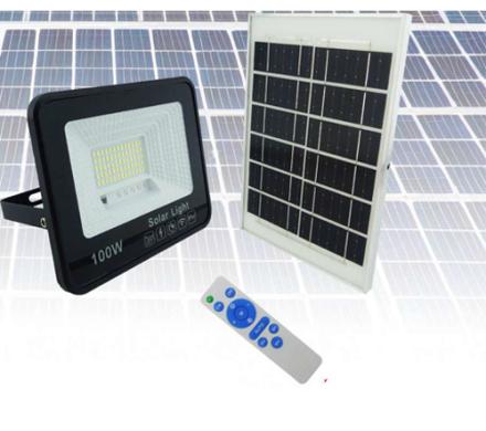 PROYECTOR SOLAR LED 100 WATT, Y 65 LED CON PANEL SOLAR Y CONTROL REMOTO