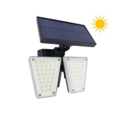 Proyector Solar LED Doble Mini, 60 Watt, Articulado, PVC, Con Sensor. En Caja.