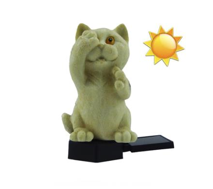 Estaca LED Solar Diseño Gato Para Cesped Con Luz.