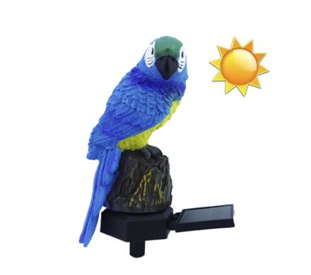 Estaca LED Solar Diseño De Loro Para Cesped En 3 Colores.