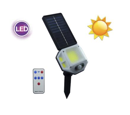 Estaca LED Solar COB De PVC Modelo XF-706 Con Sensor Y Control Remoto.