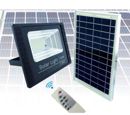 PROYECTOR SOLAR LED 60 WATT, CON PANEL SOLAR 111 LED EN PVC