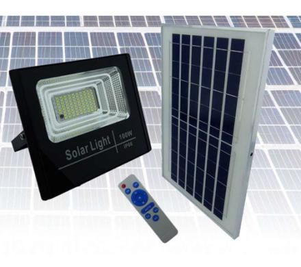 PROYECTOR SOLAR LED 100 WATT, 78 LED PANEL SOLAR DE METAL C/CONTROL REMOTO