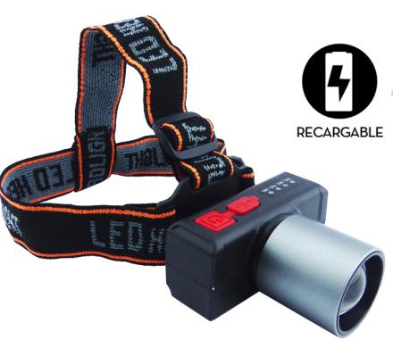 Linterna Minero De 1 LED Modelo JS-929 Con Zoom, Recargable Y Conexion Type-C.
