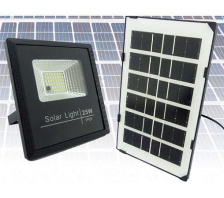 PROYECTOR SOLAR LED 25 WATT CON 64 LED PANEL SOLAR Y CONTROL REMOTO