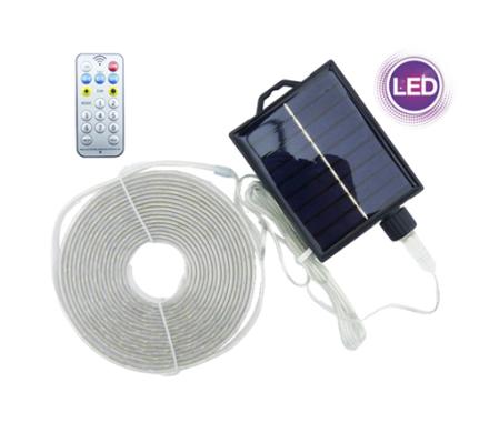 Tira LED Solar De 5 Mts Con Estaca, RGB, Waterproof Y Control Remoto