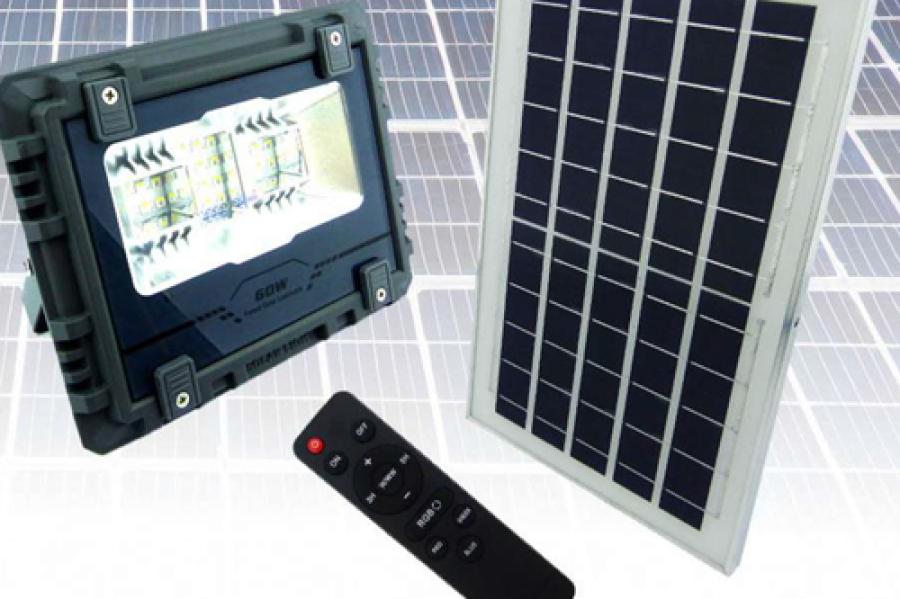 PROYECTOR SOLAR LED 60 WATT, LUCES RGB APP PARA SMARTPHONE Y PANEL CON 24 LED