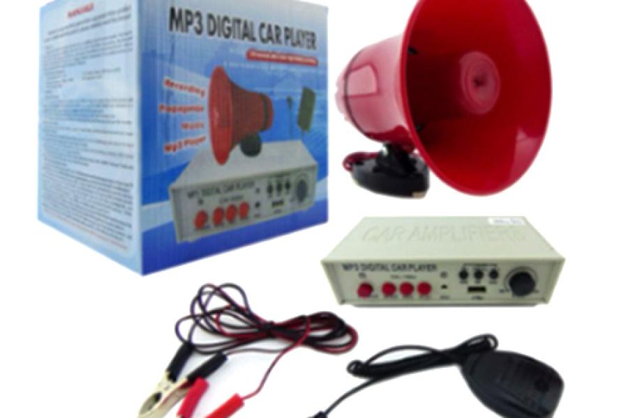 MEGAFONO MP3 12-24 VOLT MOD.CS-130 CON IMAN USB, SIRENA PARA AUTO EN CAJA