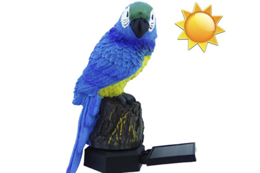 Estaca LED Solar Diseño De Loro Para Cesped En 3 Colores.