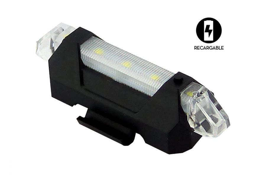Luz Blanca 5 LED Recargable USB, Delantera Para Bicicleta. En Blister.