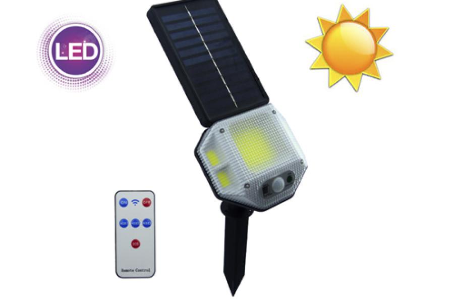 Estaca LED Solar COB De PVC Modelo XF-706 Con Sensor Y Control Remoto.