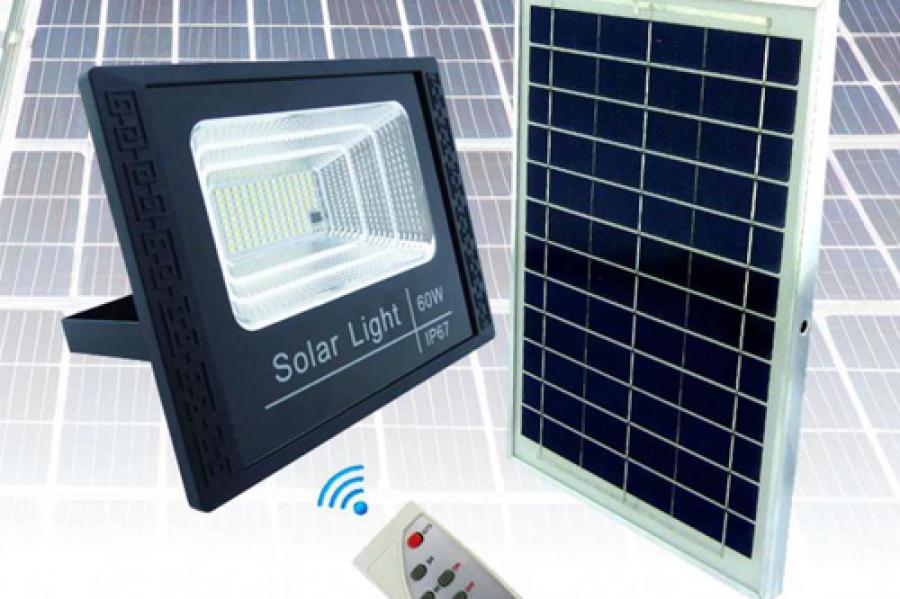 PROYECTOR SOLAR LED 60 WATT, CON PANEL SOLAR 111 LED EN PVC