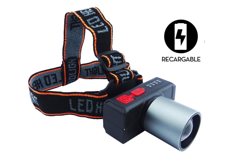 Linterna Minero De 1 LED Modelo JS-929 Con Zoom, Recargable Y Conexion Type-C.