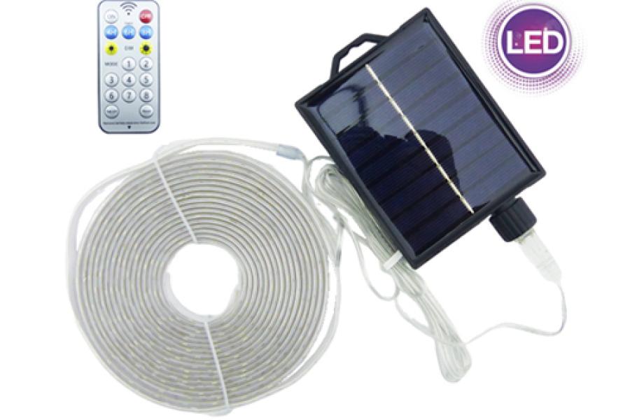 Tira LED Solar De 5 Mts Con Estaca, RGB, Waterproof Y Control Remoto