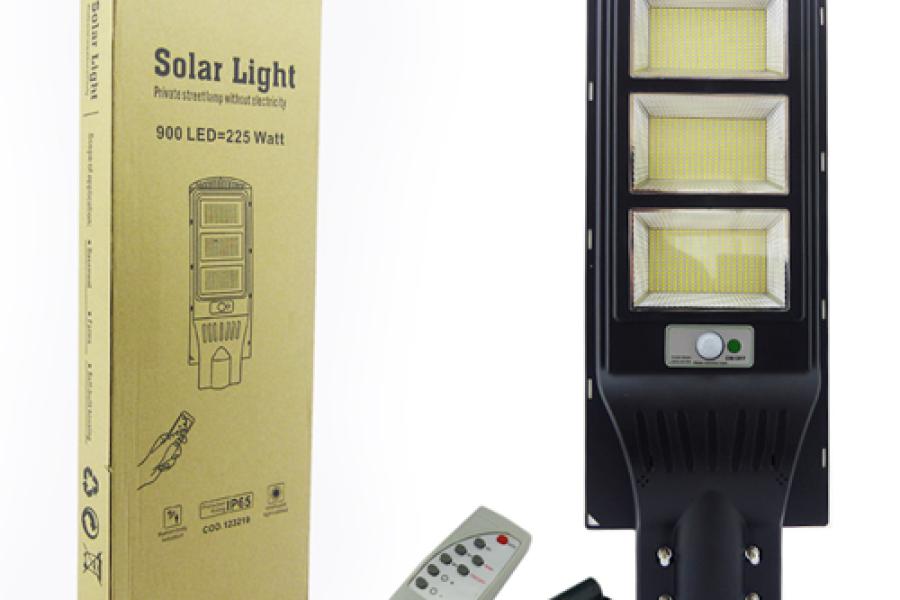FOCO PARA POSTE SOLAR 450W CON 3 PLACAS 900 LED PVC CON CONTROL