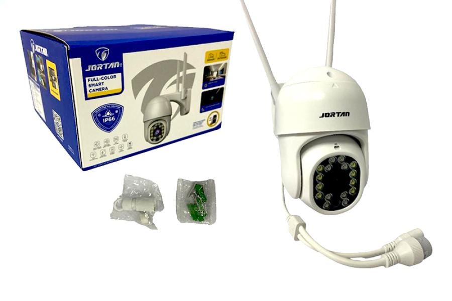 CAMARA VIGILANCIA IP EXTERIOR JORTAN WIFI LAN 16 LED APP YOOSE CON TRANSFORMADOR Y ATRIL